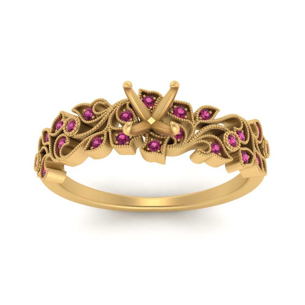 Semi Mount Filigree Wide Band Engagement Ring