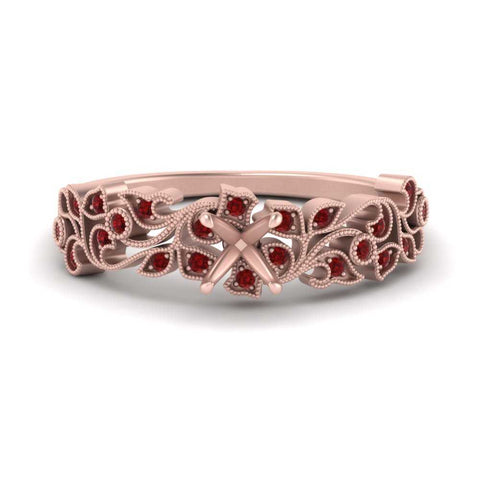 Semi Mount Filigree Wide Band Engagement Ring