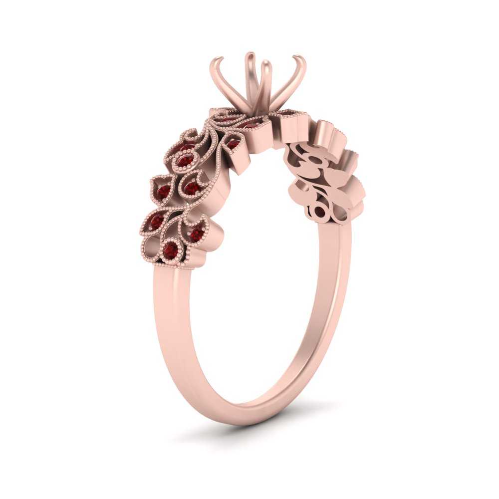 Semi Mount Filigree Wide Band Engagement Ring