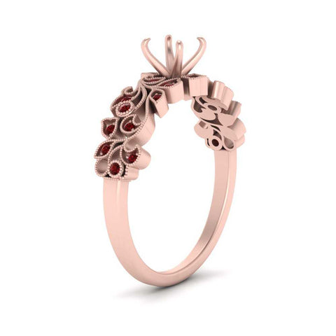 Semi Mount Filigree Wide Band Engagement Ring