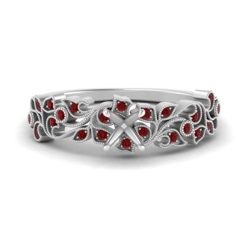 Semi Mount Filigree Wide Band Engagement Ring