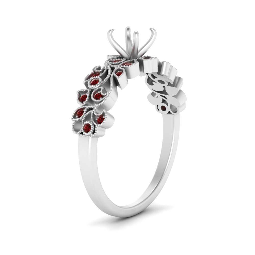 Semi Mount Filigree Wide Band Engagement Ring