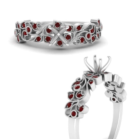 Semi Mount Filigree Wide Band Engagement Ring