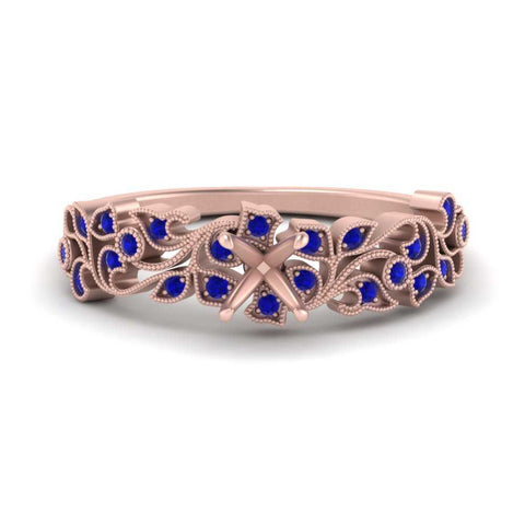 Semi Mount Filigree Wide Band Engagement Ring