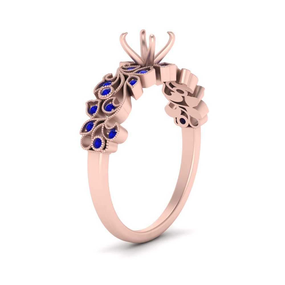 Semi Mount Filigree Wide Band Engagement Ring