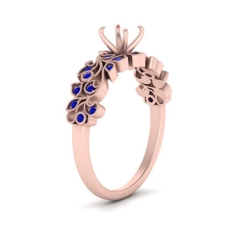 Semi Mount Filigree Wide Band Engagement Ring