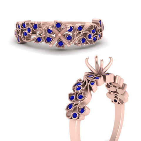 Semi Mount Filigree Wide Band Engagement Ring