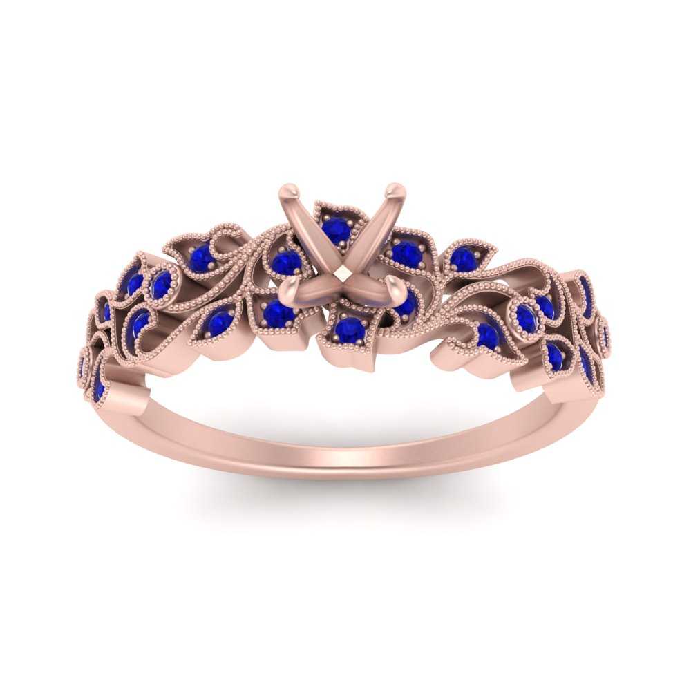 Semi Mount Filigree Wide Band Engagement Ring
