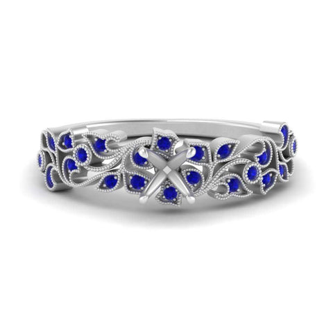 Semi Mount Filigree Wide Band Engagement Ring