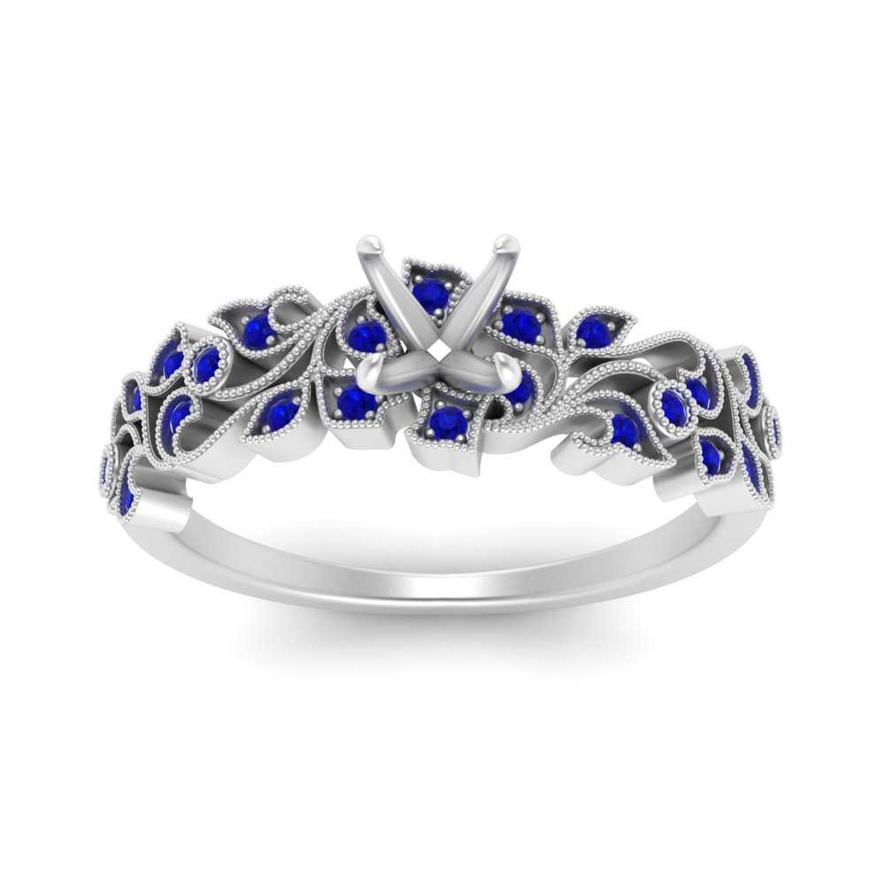 Semi Mount Filigree Wide Band Engagement Ring
