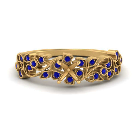 Semi Mount Filigree Wide Band Engagement Ring