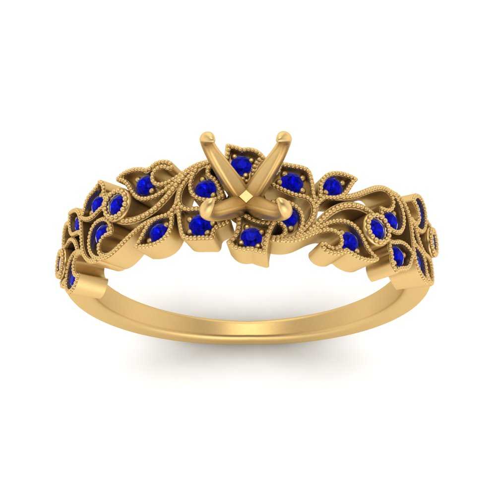 Semi Mount Filigree Wide Band Engagement Ring