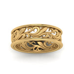 Load image into Gallery viewer, filigree-yellow-gold-wedding-band-for-her-FDW9301BANGLE5-NL-YG
