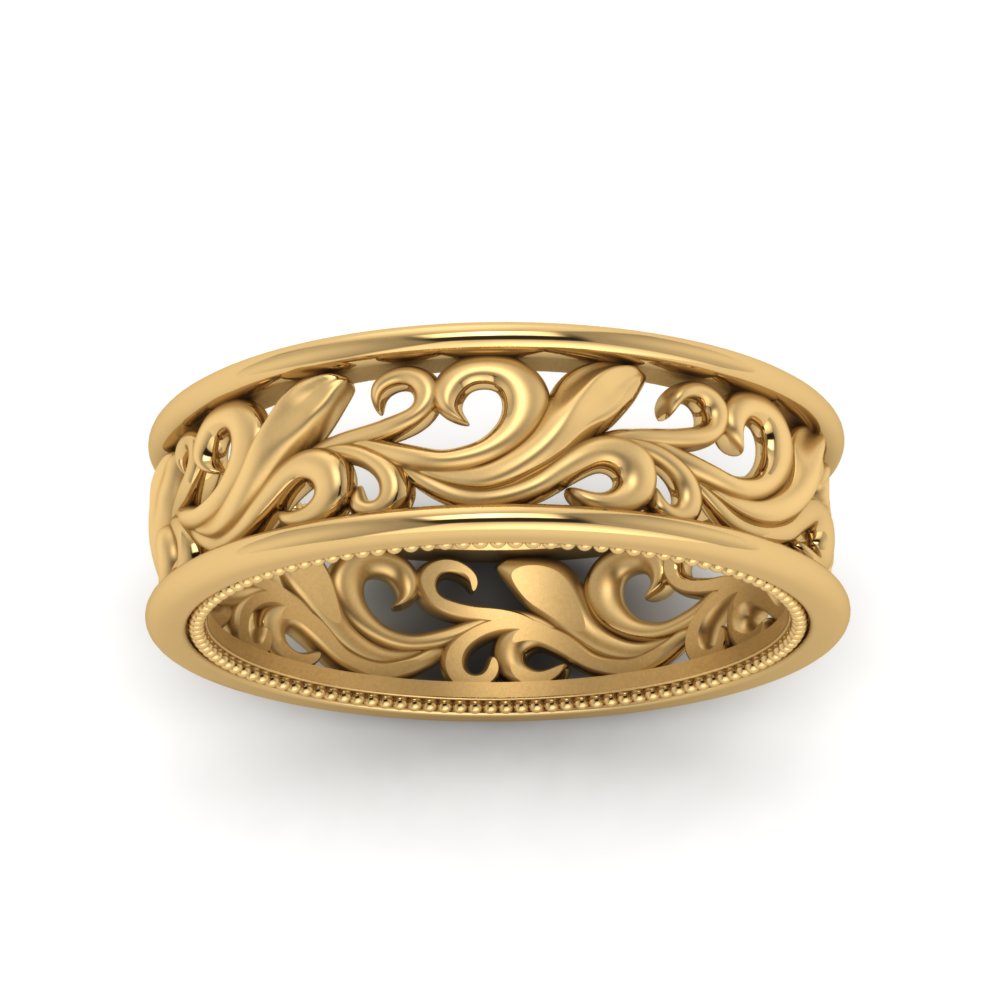 filigree-yellow-gold-wedding-band-for-her-FDW9301BANGLE5-NL-YG