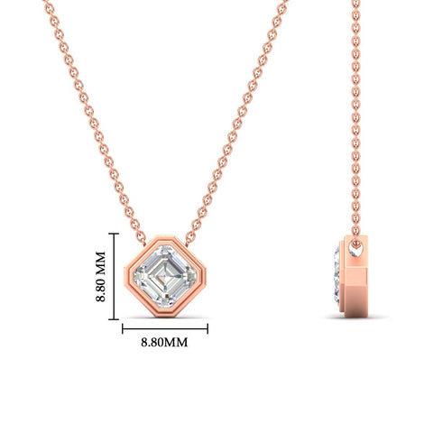 Hexagon Bezel Asscher Cut Diamond Pendant Necklace