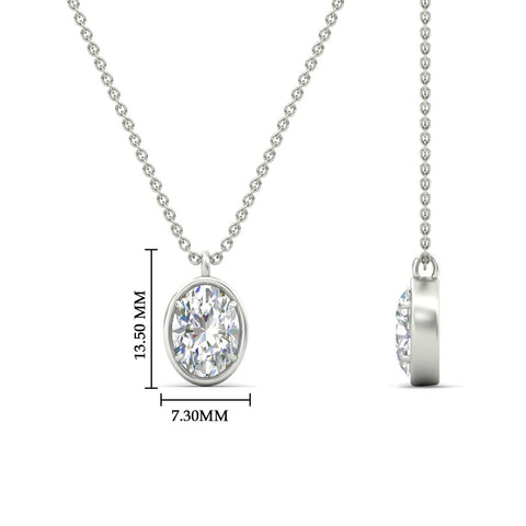 Bezel Oval Cut Solitaire Diamond Pendant Necklace