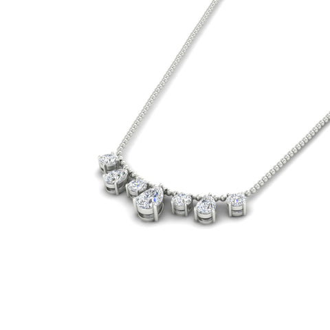 Pear And Round Diamond Drop Necklace