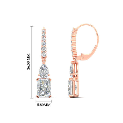 Radiant And Pear Cut Diamond Dangle Drop Earrings