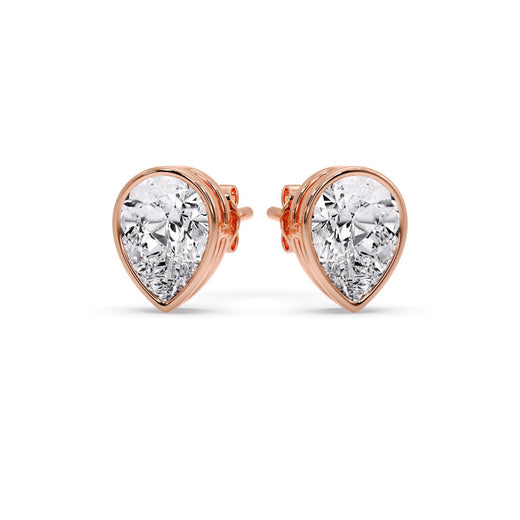 Half Carat Diamond Pear Drop Stud Bezel Earring