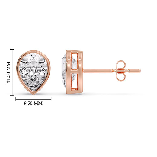 Half Carat Diamond Pear Drop Stud Bezel Earring