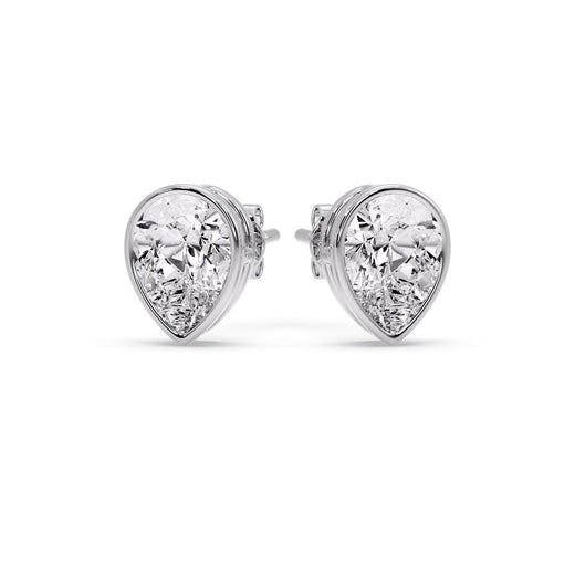 Half Carat Diamond Pear Drop Stud Bezel Earring