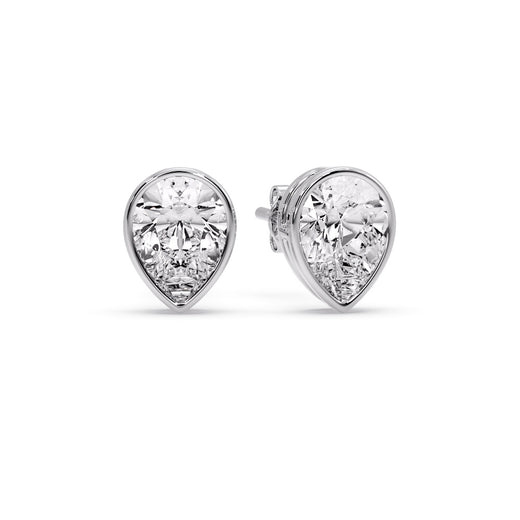 Half Carat Diamond Pear Drop Stud Bezel Earring