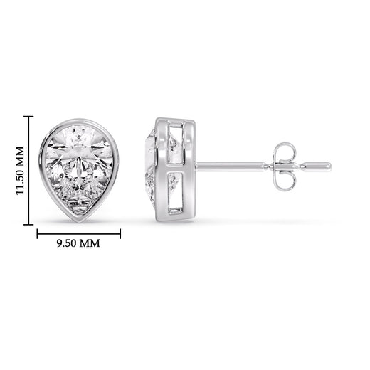 Half Carat Diamond Pear Drop Stud Bezel Earring