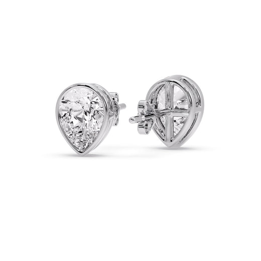 Half Carat Diamond Pear Drop Stud Bezel Earring