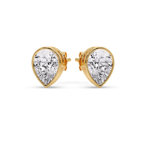 Half Carat Diamond Pear Drop Stud Bezel Earring