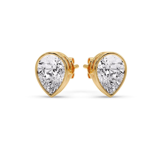 Half Carat Diamond Pear Drop Stud Bezel Earring
