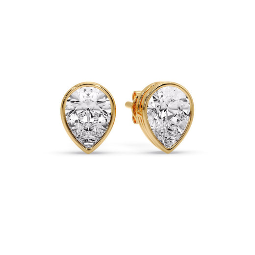 Half Carat Diamond Pear Drop Stud Bezel Earring