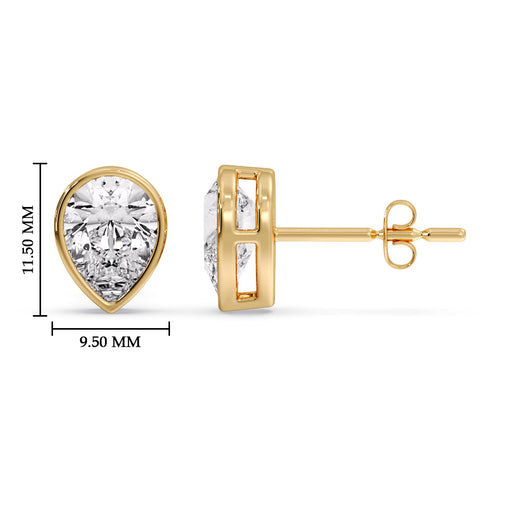 Half Carat Diamond Pear Drop Stud Bezel Earring