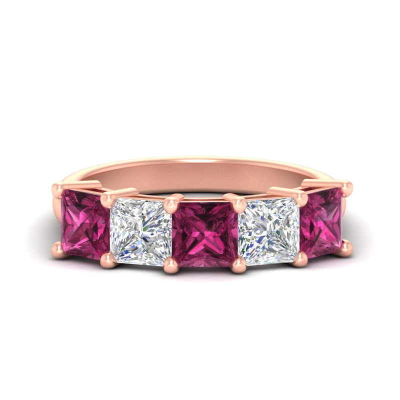 five-stone-pink-sapphire-ring-princess-cut-4-carat-in-rose-gold-fdwb8008prgsadrpisleep-4.00ct-nl-rg