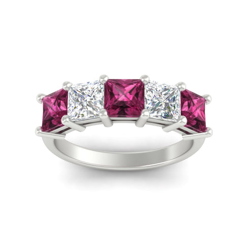 five-stone-pink-sapphire-ring-princess-cut-4-carat-in-white-gold-fdwb8008prgsadrpiangle5-4.00ct-nl-wg