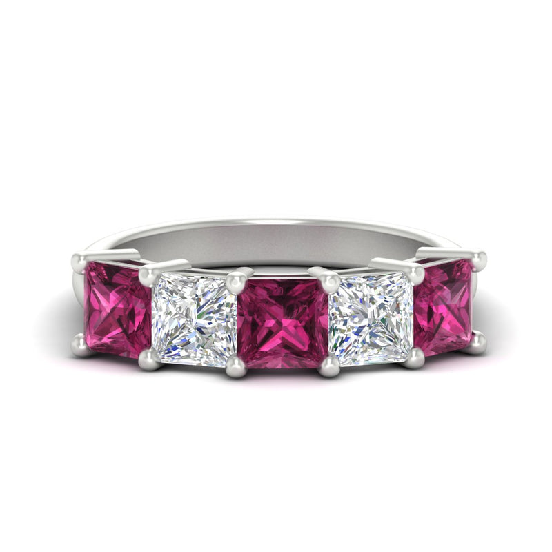 five-stone-pink-sapphire-ring-princess-cut-4-carat-in-white-gold-fdwb8008prgsadrpisleep-4.00ct-nl-wg