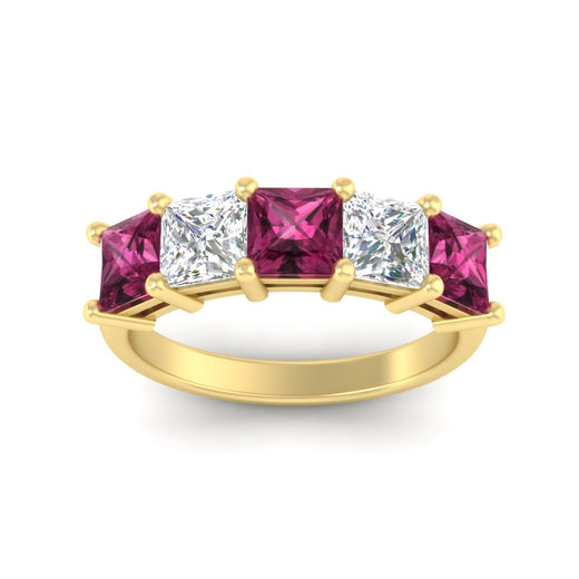 five-stone-pink-sapphire-ring-princess-cut-4-carat-in-yellow-gold-fdwb8008prgsadrpiangle5-4.00ct-nl-yg