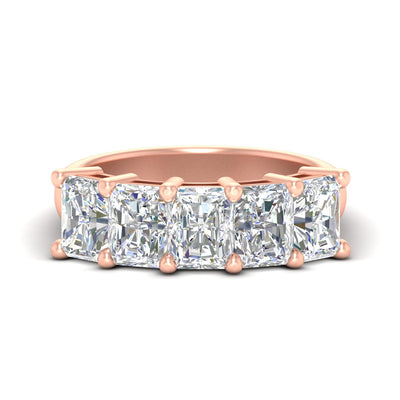 5 Carat Five Stone Diamond Radiant Cut Wedding Band