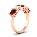 Load image into Gallery viewer, five-stone-ruby-ring-princess-cut-4-carat-in-rose-gold-fdwb8008prgrudrangle2-4.00ct-nl-rg
