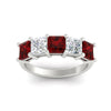 Load image into Gallery viewer, five-stone-ruby-ring-princess-cut-4-carat-in-white-gold-fdwb8008prgrudrangle5-4.00ct-nl-wg