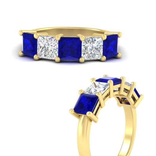 five-stone-sapphire-ring-princess-cut-4-carat-in-yellow-gold-fdwb8008prgsablangle3-4.00ct-nl-yg