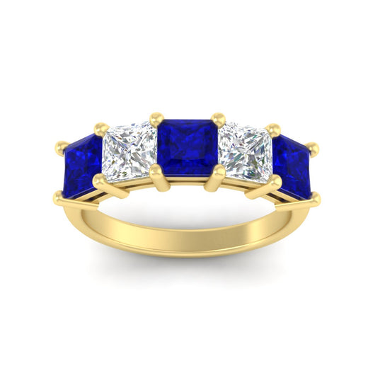 five-stone-sapphire-ring-princess-cut-4-carat-in-yellow-gold-fdwb8008prgsablangle5-4.00ct-nl-yg