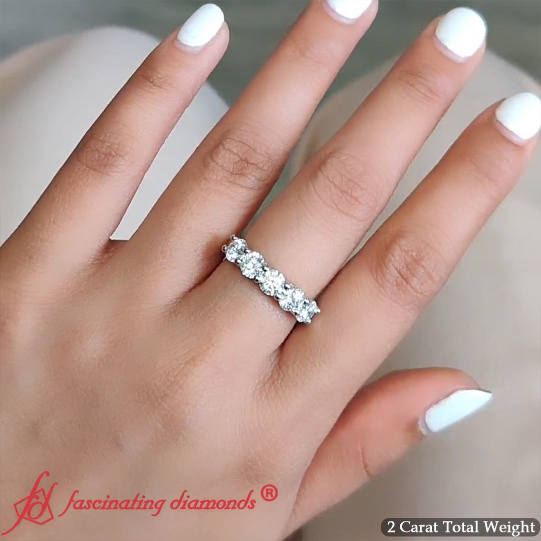 Round Cut 2 Carat 5 Stone Diamond Wedding Ring