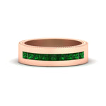 Load image into Gallery viewer, flat-channel-milgrain-emerald-wedding-band-in-fdm9153gemgr-nl-rg
