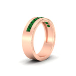 Load image into Gallery viewer, flat-channel-milgrain-emerald-wedding-band-in-fdm9153gemgrangle2-nl-rg
