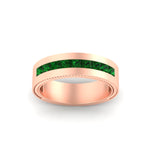 Load image into Gallery viewer, flat-channel-milgrain-emerald-wedding-band-in-fdm9153gemgrangle5-nl-rg
