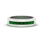 Load image into Gallery viewer, flat-channel-milgrain-emerald-wedding-band-in-fdm9153gemgr-nl-wg
