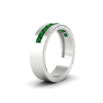 Load image into Gallery viewer, flat-channel-milgrain-emerald-wedding-band-in-fdm9153gemgrangle2-nl-wg
