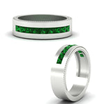 Load image into Gallery viewer, flat-channel-milgrain-emerald-wedding-band-in-fdm9153gemgrangle3-nl-wg
