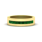 Load image into Gallery viewer, flat-channel-milgrain-emerald-wedding-band-in-fdm9153gemgr-nl-yg
