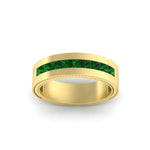 Load image into Gallery viewer, flat-channel-milgrain-emerald-wedding-band-in-fdm9153gemgrangle5-nl-yg
